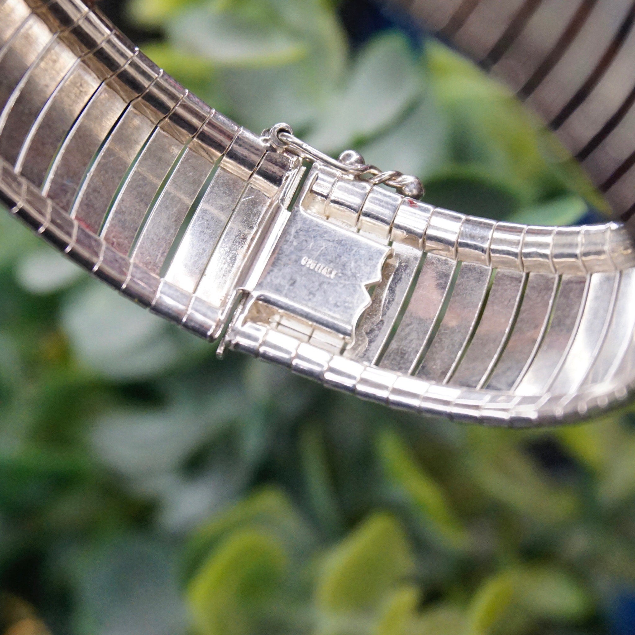 Vintage Sterling Silver Omega Bracelet, Thick Silver Omega Bracelet, Minimalist Sterling Jewelry, Made In Italy, 925