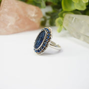 Vintage Sterling Silver Cameo Ring With Blue Stones, Unique Blue Cameo With Silver Setting and Sapphire Stones, 925 Jewelry