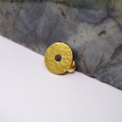 Vintage Dinh Van 22KT Gold Pin With 18KT Button Backing, Hammered Circular Gold Pin With Hole In The Center, 22KT Gold Jewelry