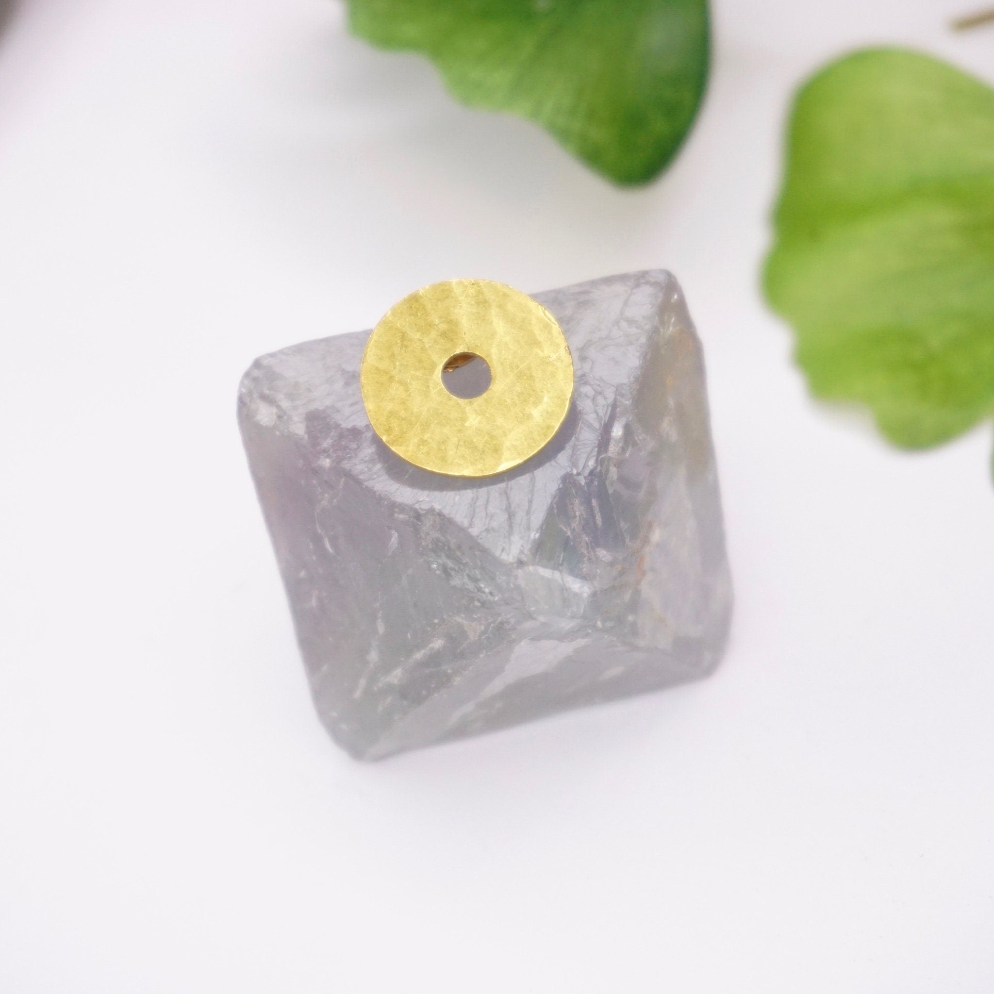 Vintage Dinh Van 22KT Gold Pin With 18KT Button Backing, Hammered Circular Gold Pin With Hole In The Center, 22KT Gold Jewelry