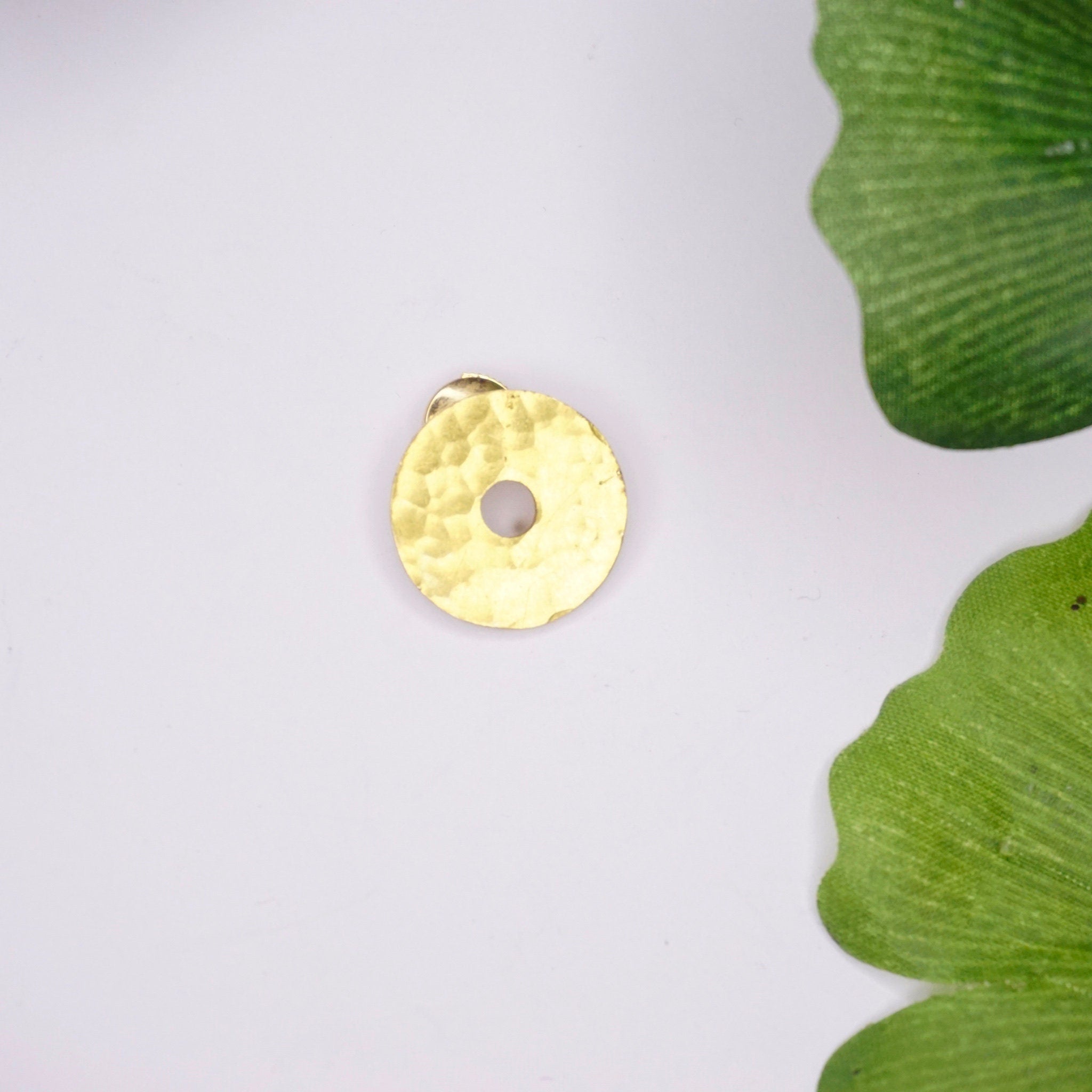Vintage Dinh Van 22KT Gold Pin With 18KT Button Backing, Hammered Circular Gold Pin With Hole In The Center, 22KT Gold Jewelry