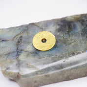 Vintage Dinh Van 22KT Gold Pin With 18KT Button Backing, Hammered Circular Gold Pin With Hole In The Center, 22KT Gold Jewelry