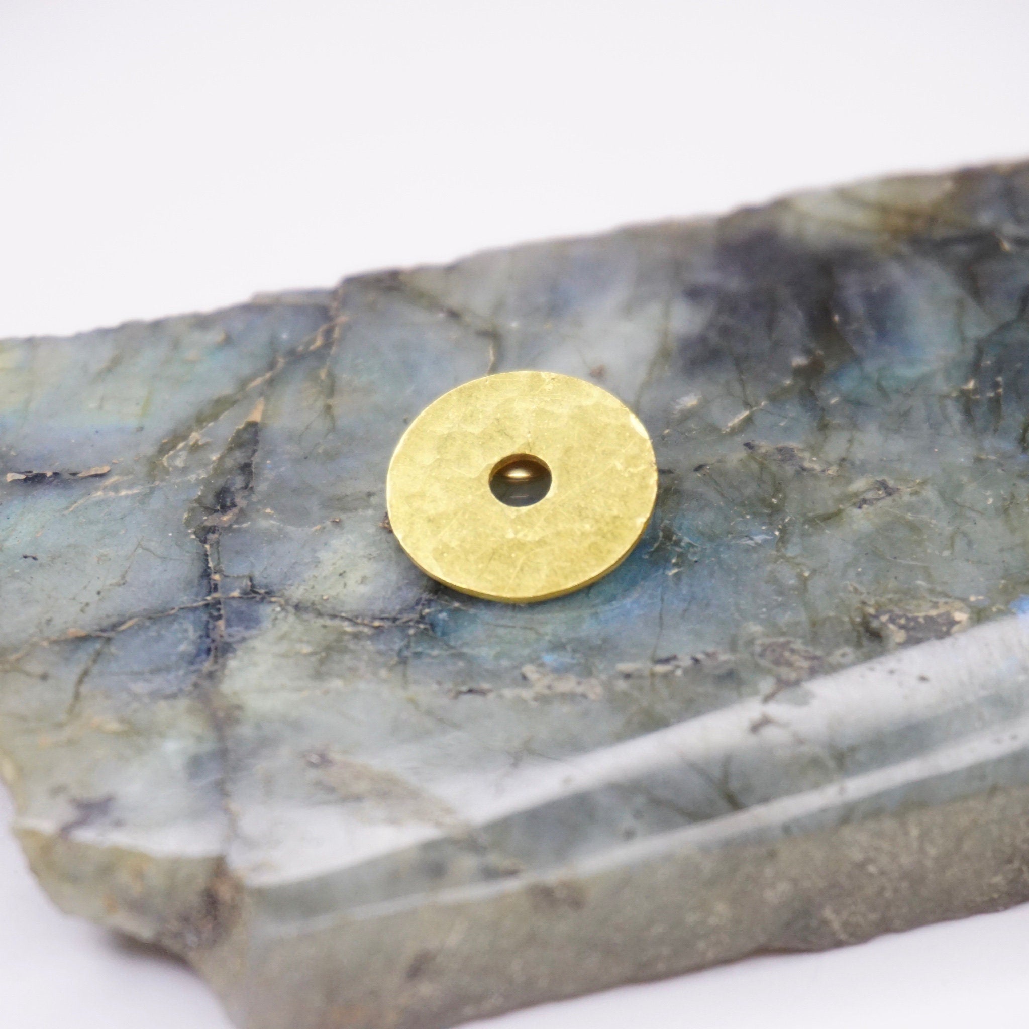 Vintage Dinh Van 22KT Gold Pin With 18KT Button Backing, Hammered Circular Gold Pin With Hole In The Center, 22KT Gold Jewelry