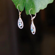 Vintage 14K Gold Tear Drop Earrings With Aquamarine and Accent Diamonds, Gold Drop Earrings With Light Blue Stone, Diamond Earrings