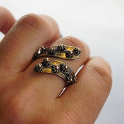 Vintage Sterling Silver Beaded Flower Twist Ring, Wrap Around Ring With Flower Details, Taxco 925 Silver Ring, Made In Mexico