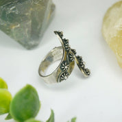 Vintage Sterling Silver Beaded Flower Twist Ring, Wrap Around Ring With Flower Details, Taxco 925 Silver Ring, Made In Mexico