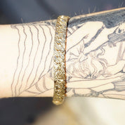 Vintage Sterling Silver Gold Nugget Curb Chain Bracelet, Gold Toned Silver Bracelet, Gold Nugget Chain Bracelet, 925 Jewelry