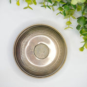 Vintage Sterling Silver Container With Gold Toned Inside, Silver Catchall With Etched Symbols, Small Circular Silver Jar With Lid, MK 925