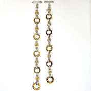 Vintage Judith Ripka Sterling Silver Tigers Eye Citrine Bracelet, Silver Fleur De Lis Link Bracelet With Citrine Stones, 925 Jewelry