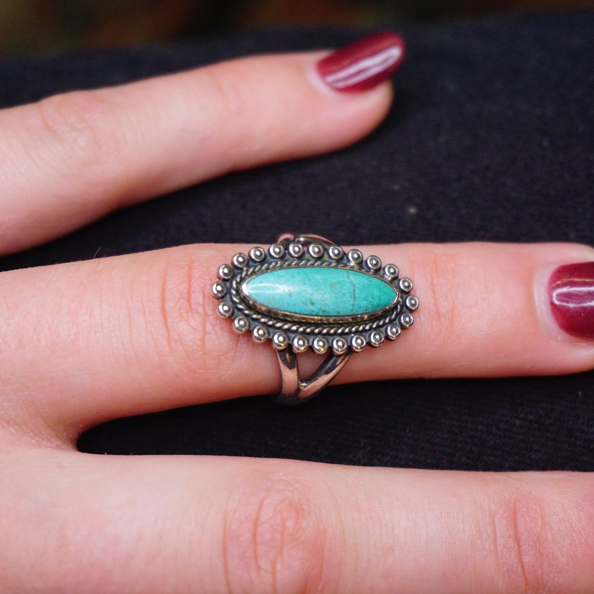 Vintage Sterling Silver Turquoise Ring, Small Silver Ring With Blue Stone, Natural Turquoise Ring, Native American Silver, 925 Jewelry