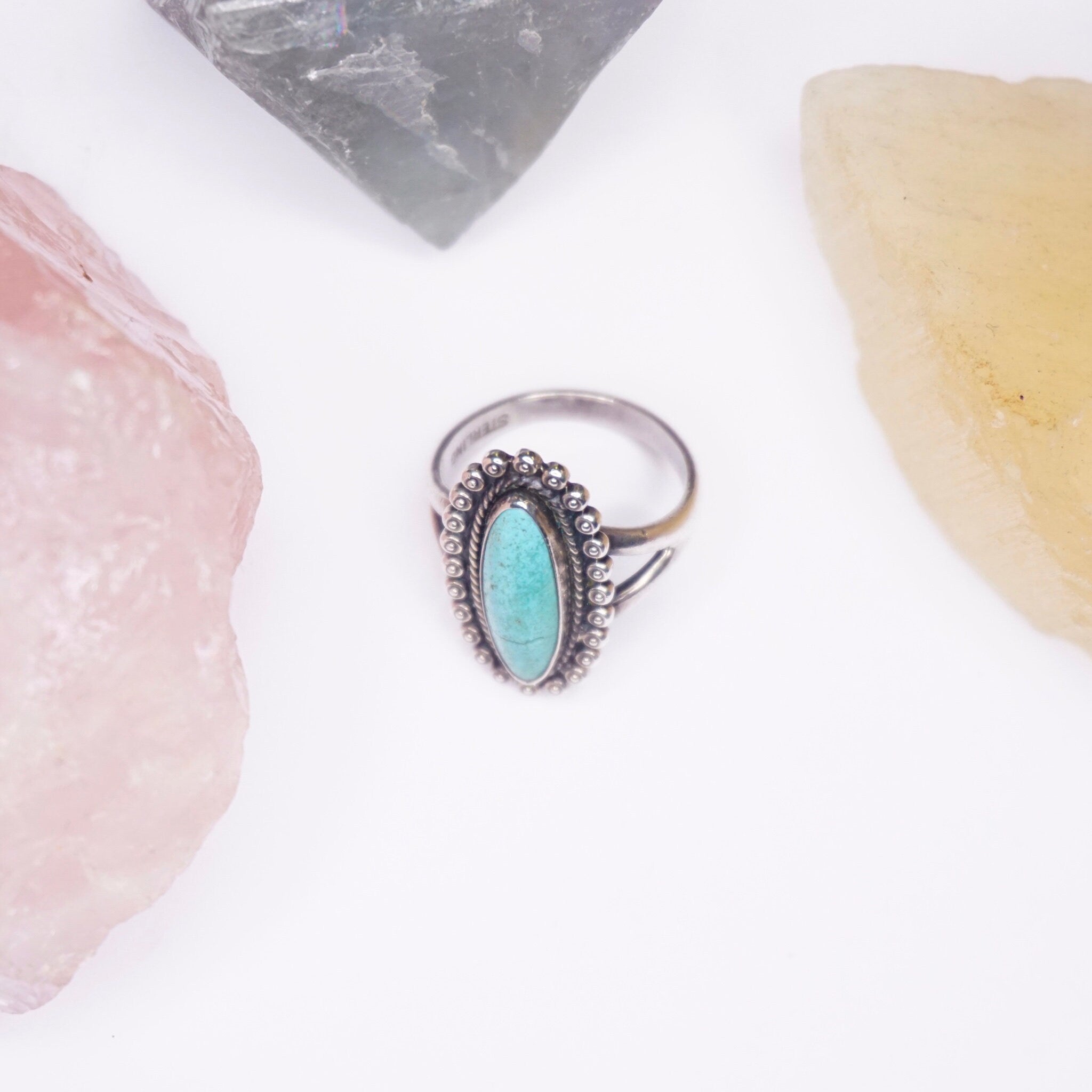 Vintage Sterling Silver Turquoise Ring, Small Silver Ring With Blue Stone, Natural Turquoise Ring, Native American Silver, 925 Jewelry