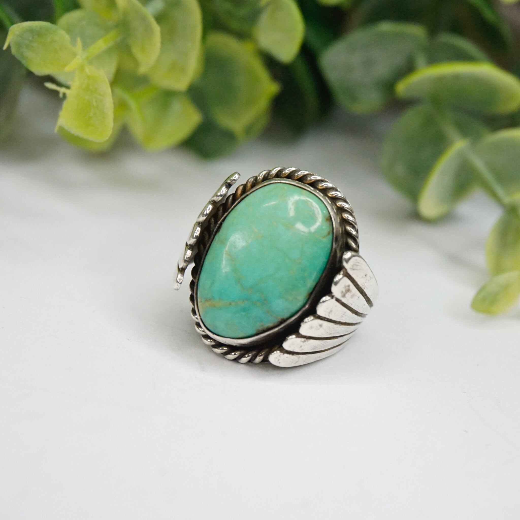 Vintage Turquoise Sterling Silver Ring, Wing Silver Ring With Natural Turquoise Stone, Native American Silver Ring, 925 Jewelry