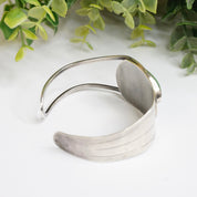 Vintage Silver Cut Out Cuff With Turquoise Stone, Abstract Silver Bracelet With Natural Turquoise, Native American Jewelry, 925