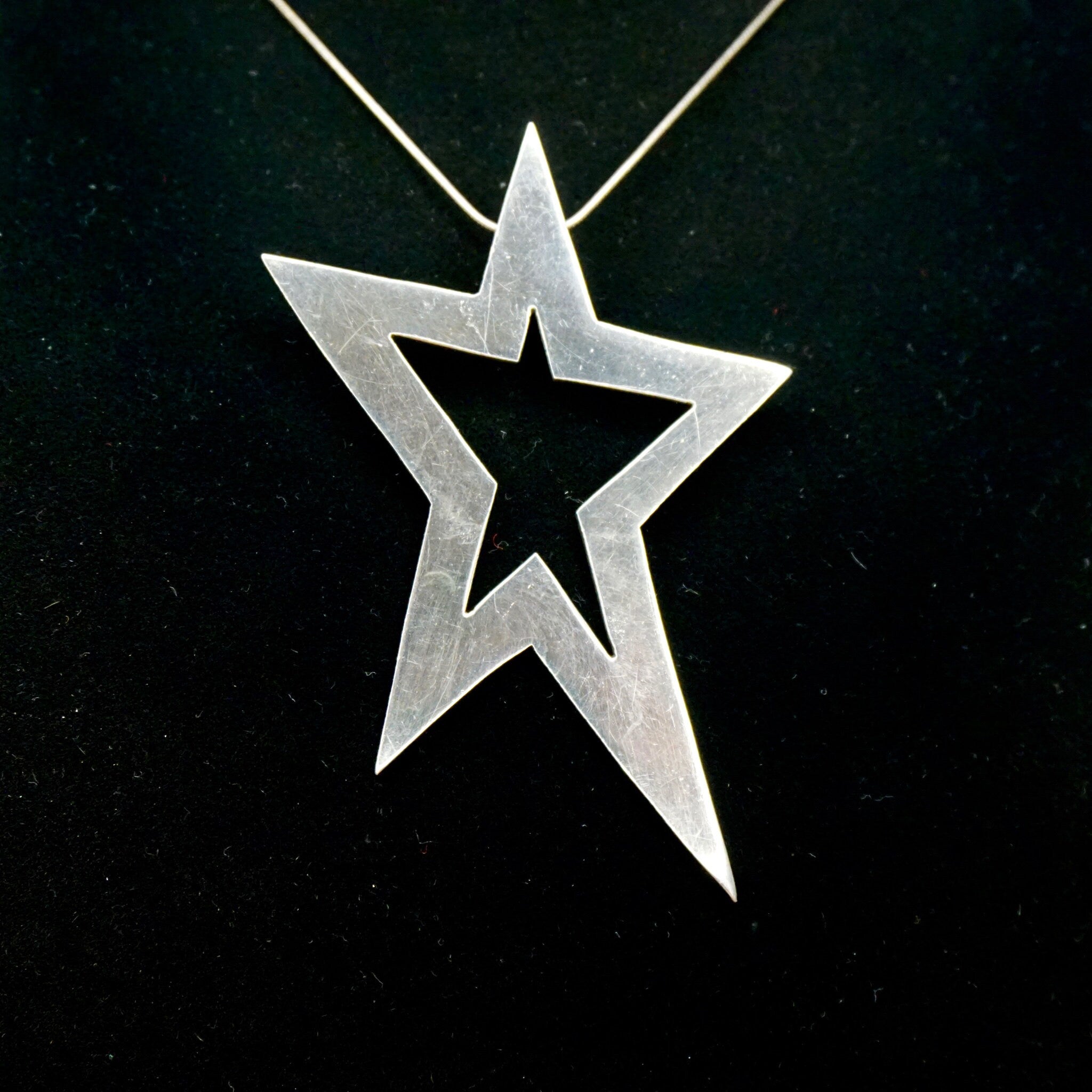 Vintage Sterling Silver Star Pendant, Large Silver Cut Out Star Pendant, Taxco 925 Star Pendant, Made In Mexico