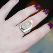 Vintage Sterling Silver Rose Quartz Ring, WWL Sterling Ring With Pink Stone, Adjustable Silver Wrap Ring With Rose Quartz Stone, 925 Jewelry