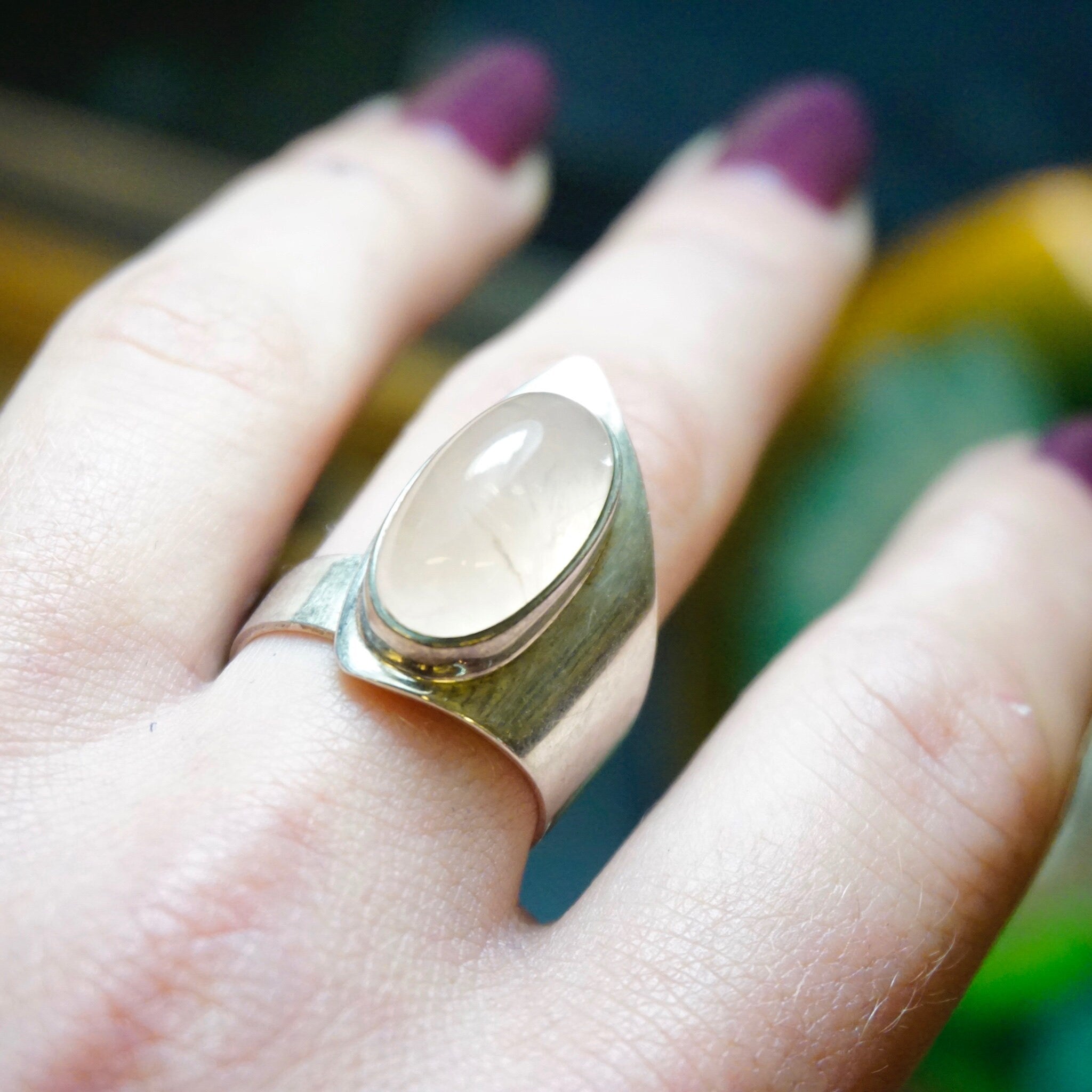 Vintage Sterling Silver Rose Quartz Ring, WWL Sterling Ring With Pink Stone, Adjustable Silver Wrap Ring With Rose Quartz Stone, 925 Jewelry