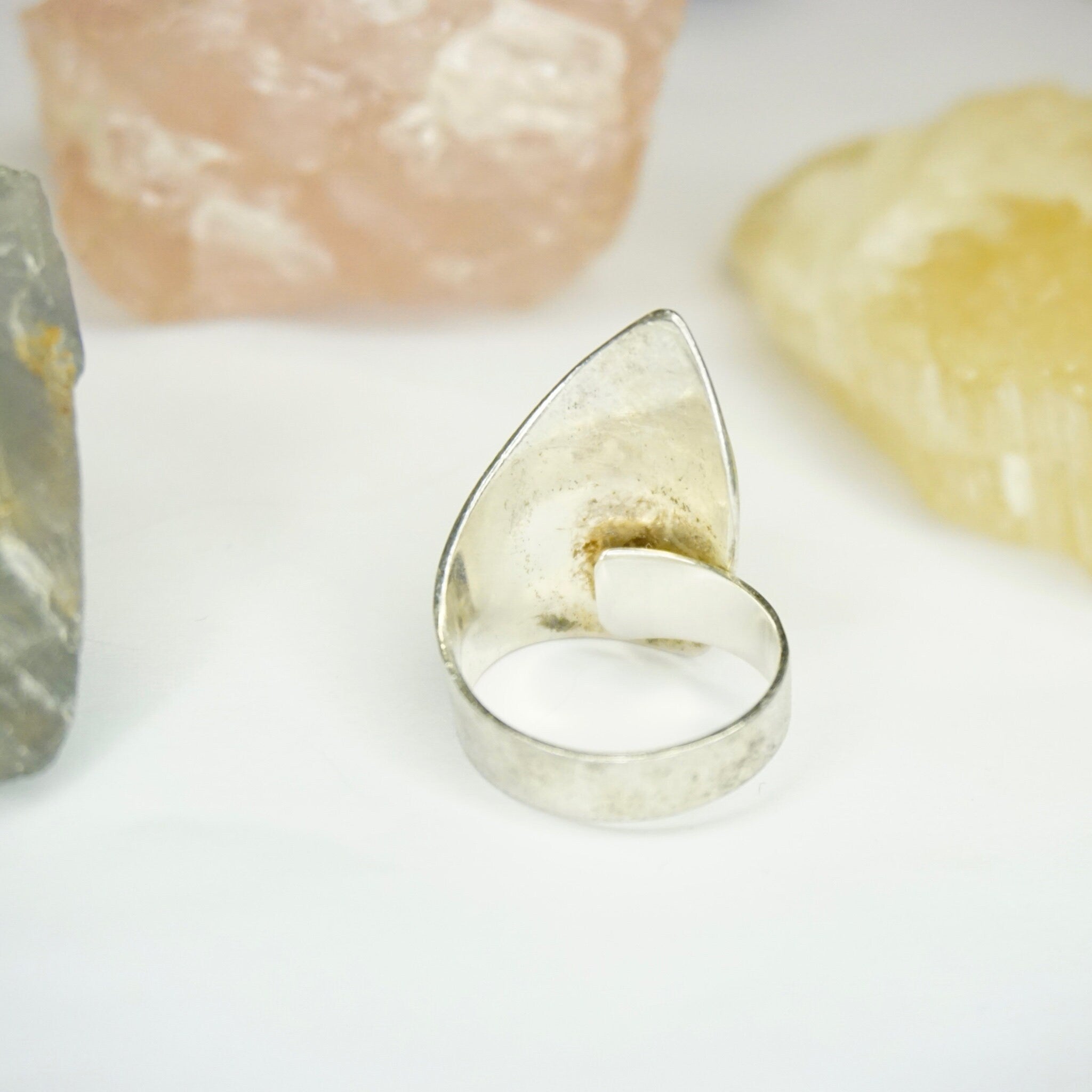 Vintage Sterling Silver Rose Quartz Ring, WWL Sterling Ring With Pink Stone, Adjustable Silver Wrap Ring With Rose Quartz Stone, 925 Jewelry