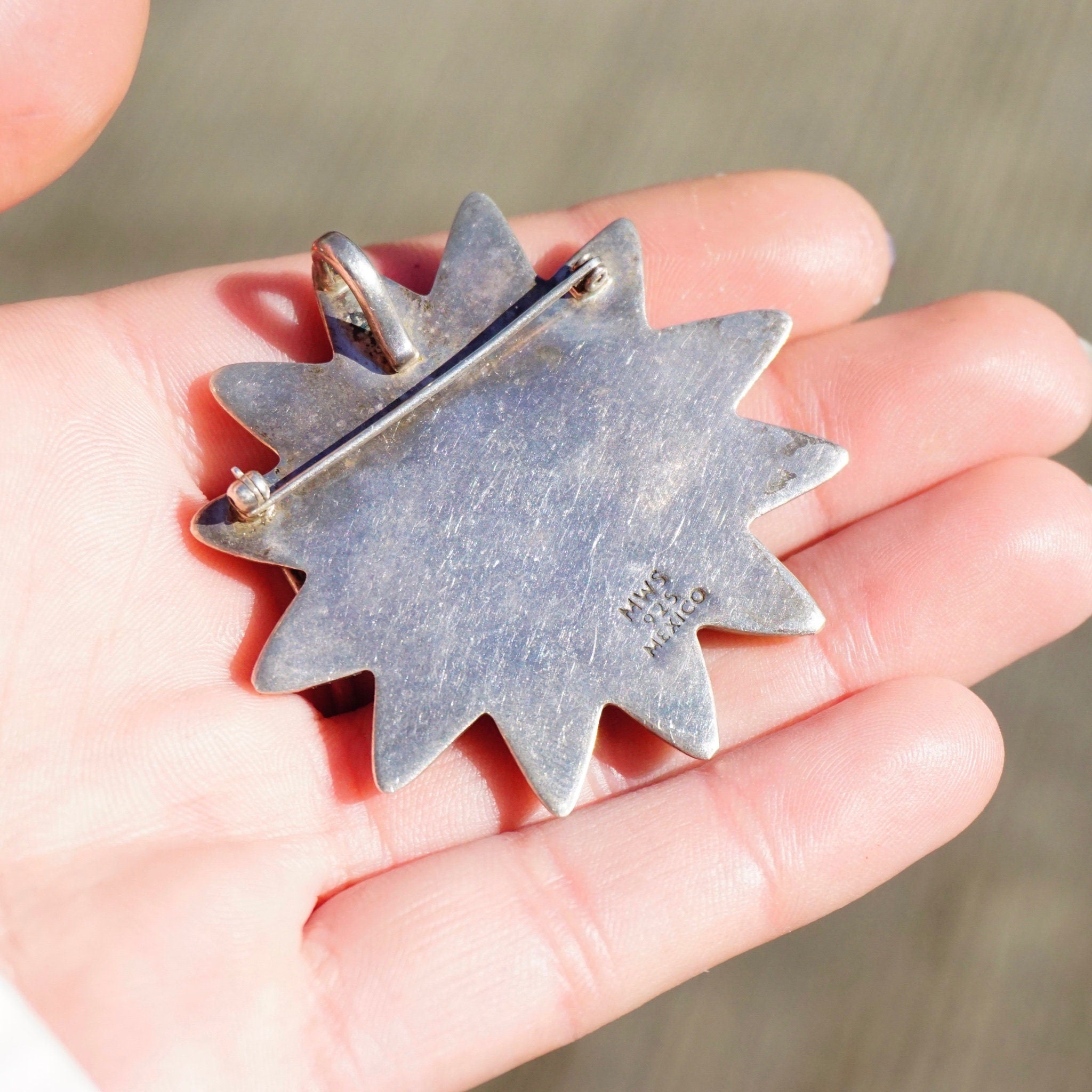 Vintage Sterling Silver Flower Pendant/Brooch, Beautiful Silver Flower Pendant, Embossed Sterling Silver Flower Brooch, MWS 925 Mexico