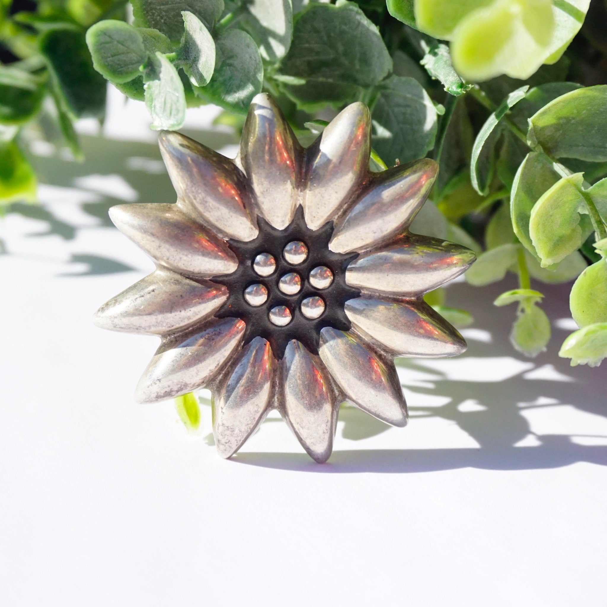 Vintage Sterling Silver Flower Pendant/Brooch, Beautiful Silver Flower Pendant, Embossed Sterling Silver Flower Brooch, MWS 925 Mexico