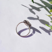 Vintage Sterling Silver Siam Enamel Heart Ring, Blue Enamel Ring With Inlaid Flower, Silver Heart Ring With Flower Design, Thailand Sterling