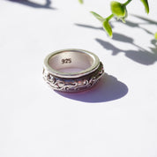 Vintage Sterling Silver Spinner Ring, Large Silver Meditation Ring With Swirl Pattern, Thick Sterling Silver Prayer Ring, 925 Jewelry