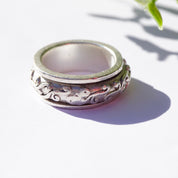 Vintage Sterling Silver Spinner Ring, Large Silver Meditation Ring With Swirl Pattern, Thick Sterling Silver Prayer Ring, 925 Jewelry