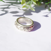 Vintage Sterling Silver Spinner Ring, Large Silver Meditation Ring With Swirl Pattern, Thick Sterling Silver Prayer Ring, 925 Jewelry