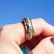 Vintage Sterling Silver Spinner Ring, Large Silver Meditation Ring With Swirl Pattern, Thick Sterling Silver Prayer Ring, 925 Jewelry