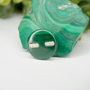 Vintage 14k Gold Diamond Malachite Barrette/Clip, Small Circle Malachite Pin With Diamond Accents and Gold Setting, Green Diamond Clip