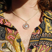Rare Tiffany & Co. Sterling Silver Sun Pendant Necklace, Double Chain Silver Necklace Sun Circle Pendant, 2003 T and Co. Necklace, 925