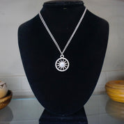 Rare Tiffany & Co. Sterling Silver Sun Pendant Necklace, Double Chain Silver Necklace Sun Circle Pendant, 2003 T and Co. Necklace, 925