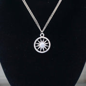 Rare Tiffany & Co. Sterling Silver Sun Pendant Necklace, Double Chain Silver Necklace Sun Circle Pendant, 2003 T and Co. Necklace, 925