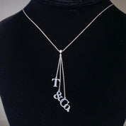 Vintage Tiffany and Co. Sterling Silver T&CO Letters Lariat Necklace, Minimalist Silver Lariat Style Chain Necklace, 925 Jewelry