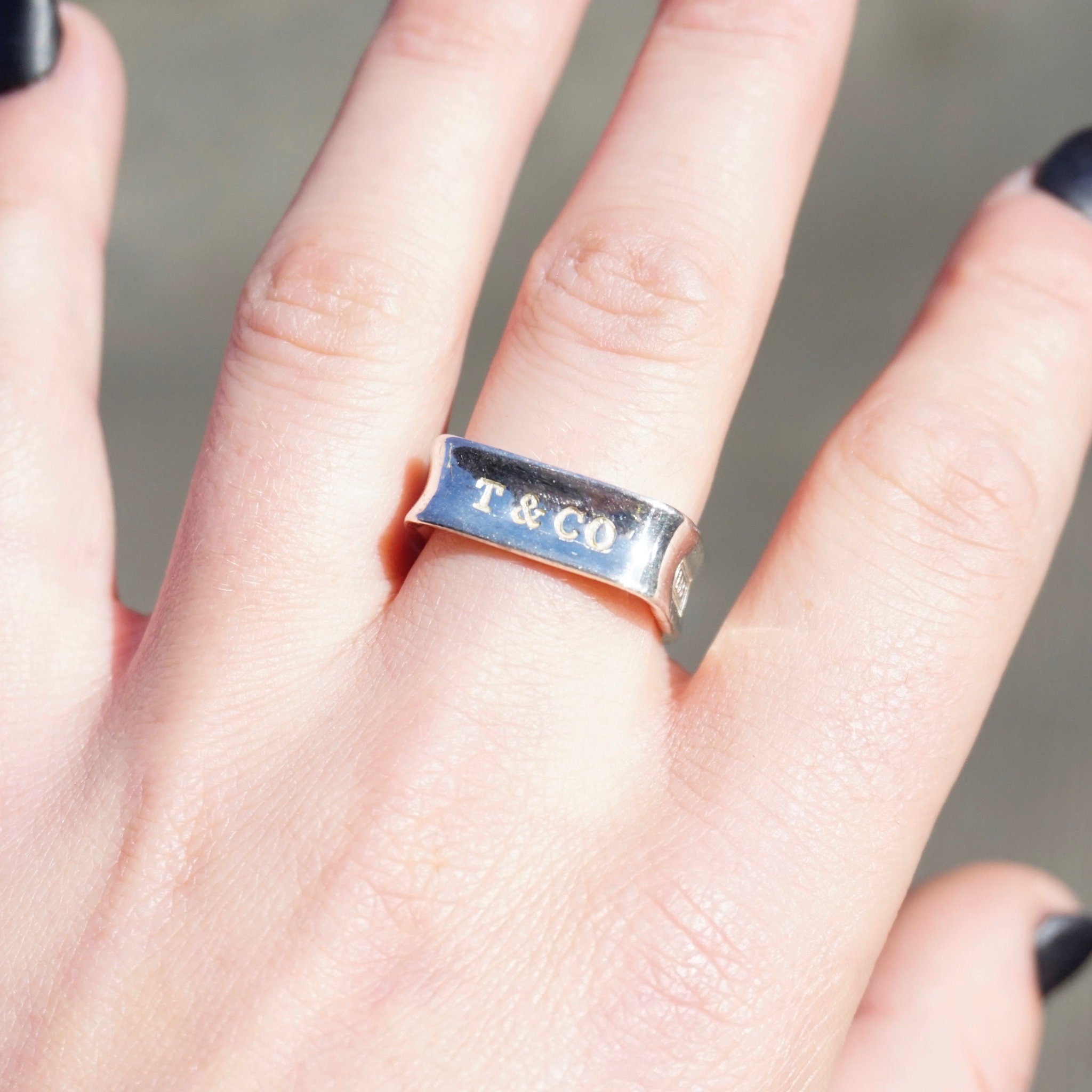 Vintage Tiffany & Co. Sterling Silver Square Ring, Tiffany and Co. 1837 Collection, Minimalist Silver Ring, Square Ring, 925 Jewelry