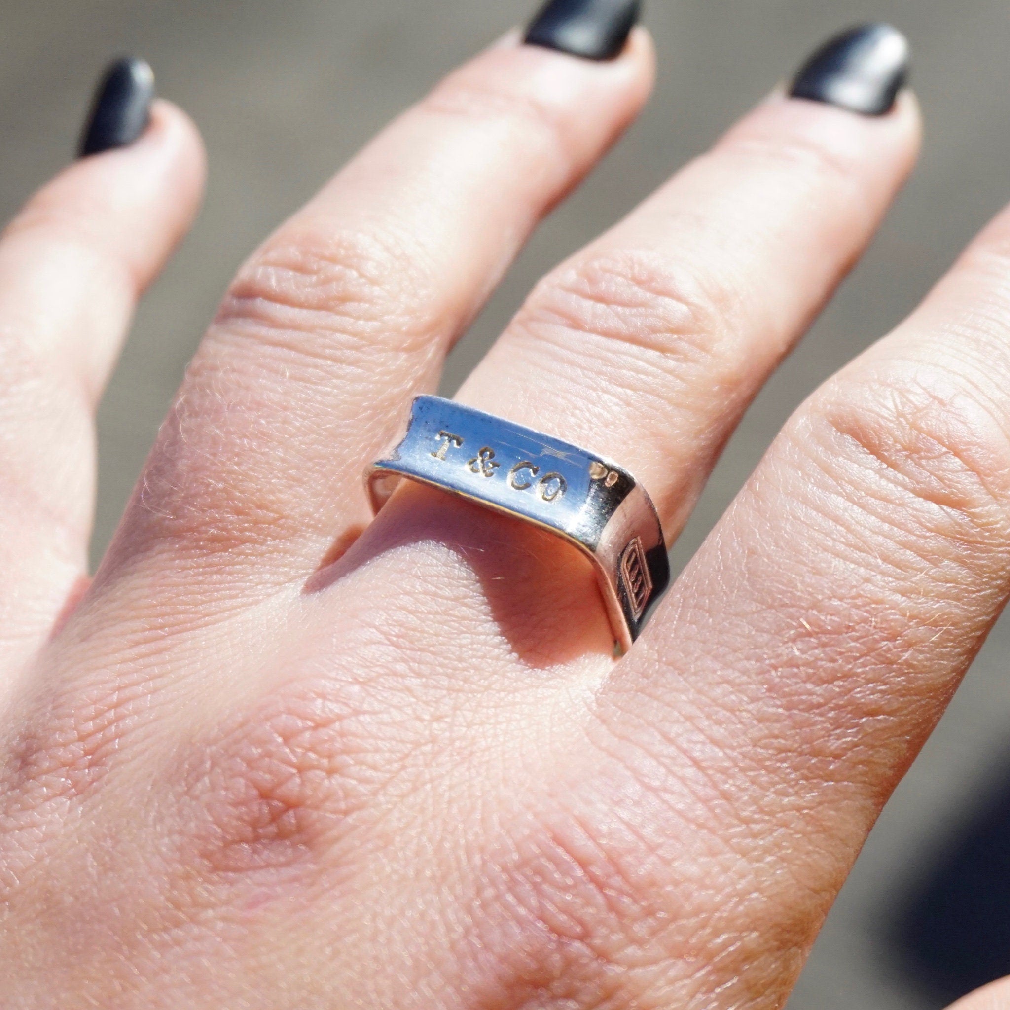 Vintage Tiffany & Co. Sterling Silver Square Ring, Tiffany and Co. 1837 Collection, Minimalist Silver Ring, Square Ring, 925 Jewelry