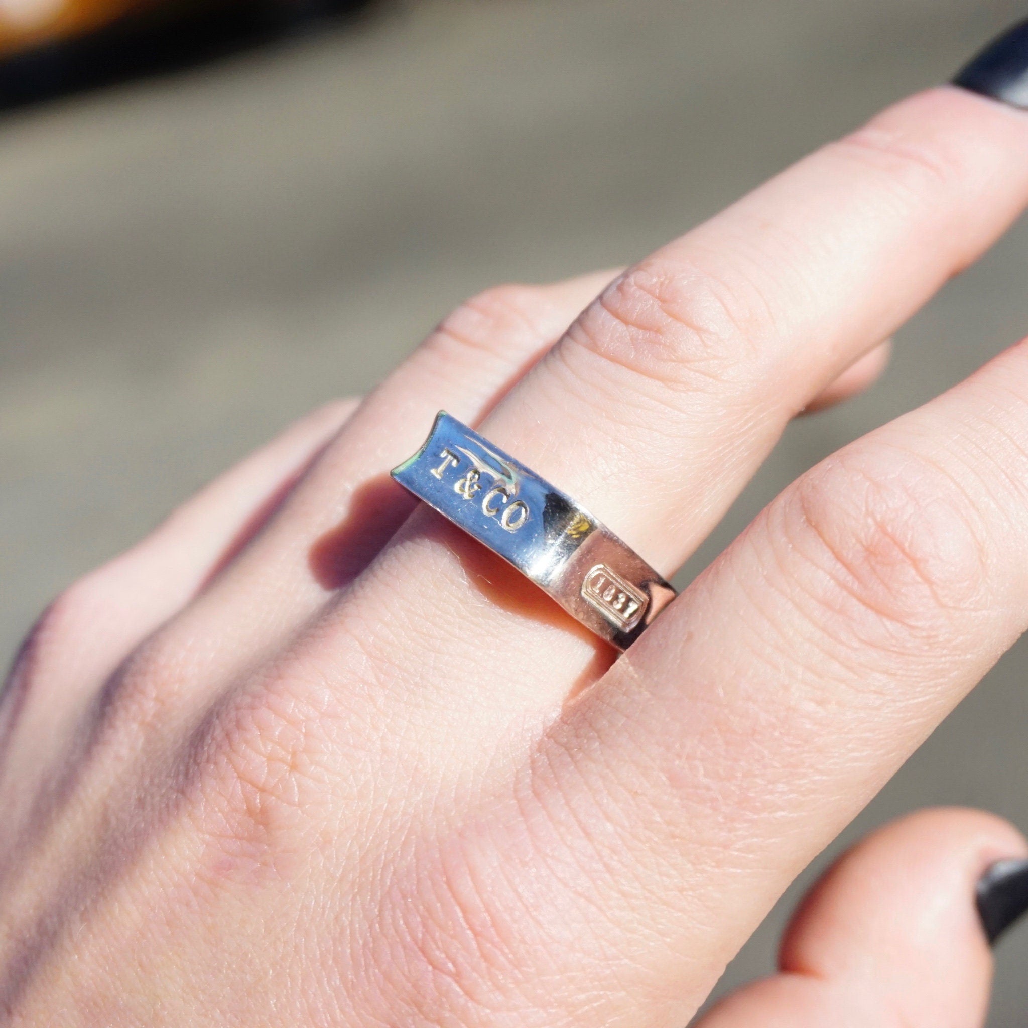 Vintage Tiffany & Co. Sterling Silver Square Ring, Tiffany and Co. 1837 Collection, Minimalist Silver Ring, Square Ring, 925 Jewelry