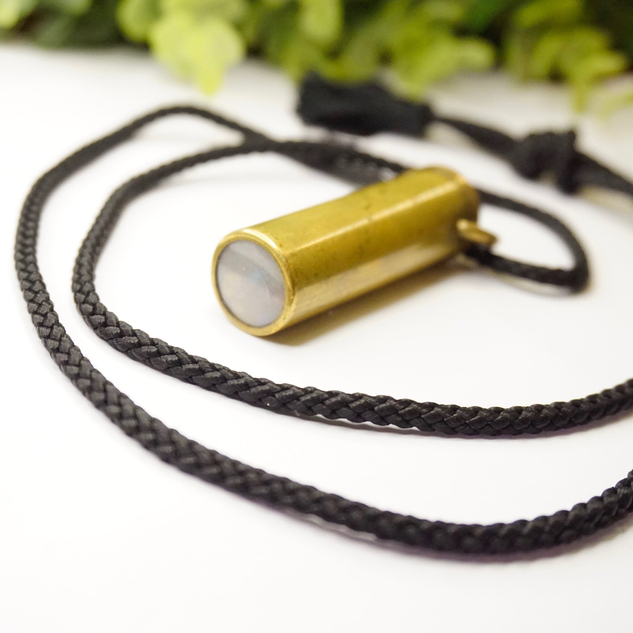 Vintage Apres La Pluie Kaleidoscope Pendant Made In France, Brass Kaleidoscope With Black Rope Necklace, Unique Kaleidoscope Jewelry