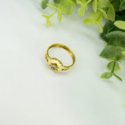 Antique Victorian 14K Gold Ring With Center Stone, Gold Mourning Jewelry Ring With Star Cut Out, Embellished Gold Ring With Small Stone