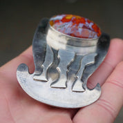 Vintage Silver Belt Buckle With Lace Agate Stone, Abstract Silver Belt Buckle With Large Orange and Purple Stone, Silver Belt Buckle, 925
