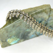 Vintage Sterling Silver Link Bracelet, Nouveau Style Bracelet With Silver Swirls, Unique Silver Bracelet With Abstract Embellishments, 925