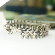 Vintage Sterling Silver Link Bracelet, Nouveau Style Bracelet With Silver Swirls, Unique Silver Bracelet With Abstract Embellishments, 925