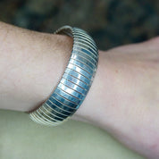 Vintage Sterling Silver Omega Bracelet, Thick Silver Omega Bracelet, Minimalist Sterling Jewelry, Made In Italy, 925