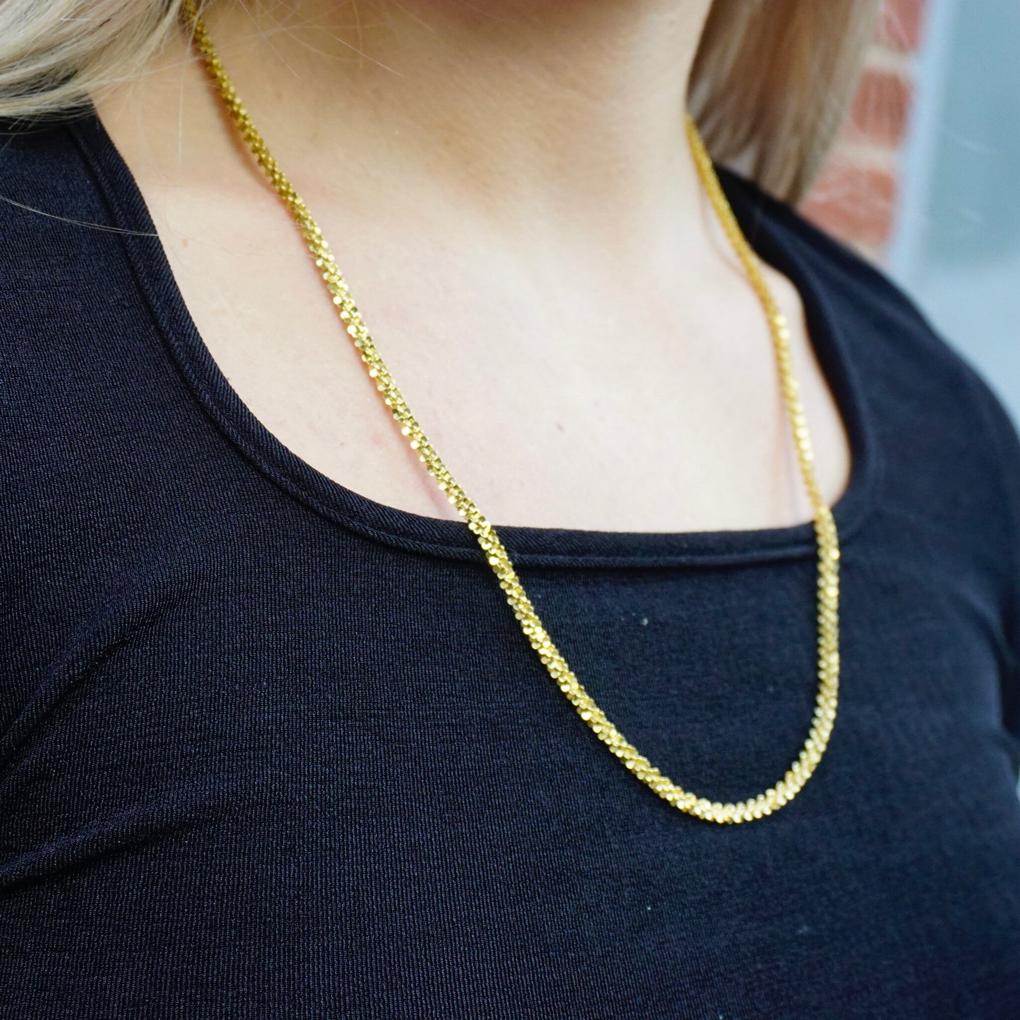 Vintage Gold Tone Sterling Silver Chain Necklace, Milor Italy 925 Sterling Silver Gold Plated Coreana Chain Necklace, 925 Jewelry