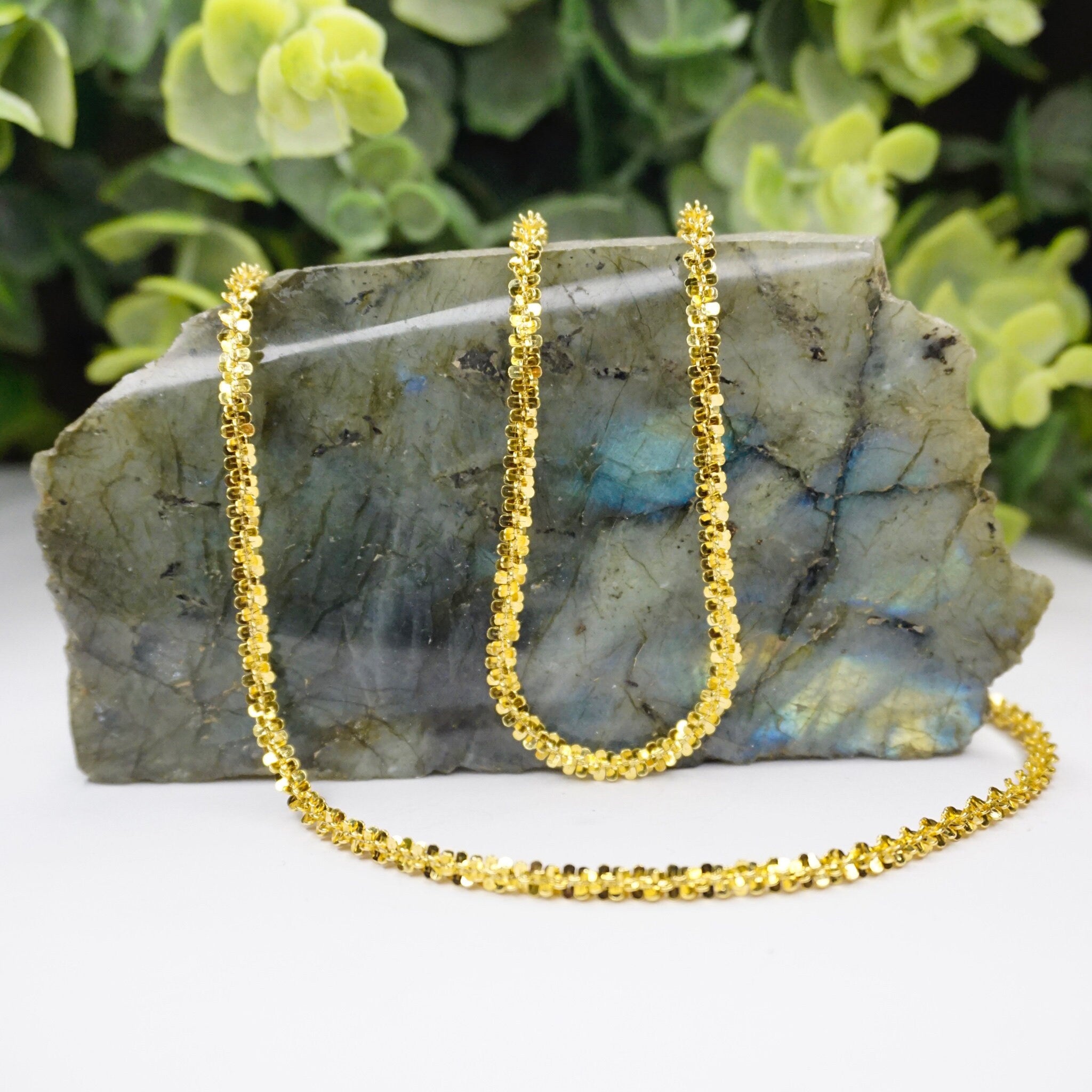Vintage Gold Tone Sterling Silver Chain Necklace, Milor Italy 925 Sterling Silver Gold Plated Coreana Chain Necklace, 925 Jewelry