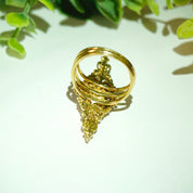 Vintage 14K Gold Opal Ring, Nouveau Style Long Finger Gold Ring With Opal Stones, Beautiful Embellished Gold Ring With Opalescent Stones