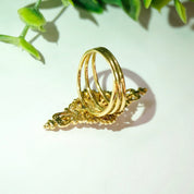 Vintage 14K Gold Opal Ring, Nouveau Style Long Finger Gold Ring With Opal Stones, Beautiful Embellished Gold Ring With Opalescent Stones