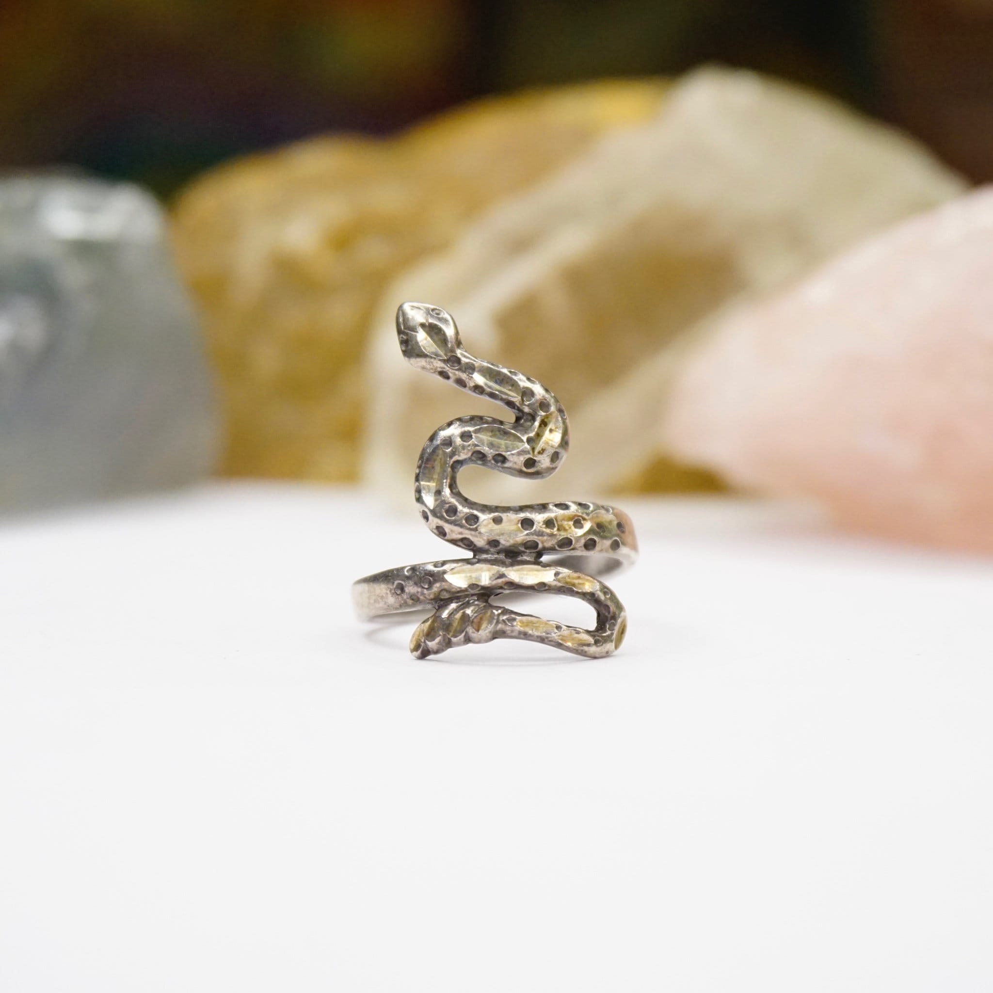 Vintage Sterling Silver Snake Ring, Hammered Silver Snake Ring, Minimalist Silver Wrap Snake Ring, Petite Sterling Silver Ring, 925 Jewelry
