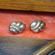 Vintage Sterling Silver 18K Gold Clip On Earrings, Signed Pazia Sterling 18K Earrings, Abstract Silver Earrings With Gold Details, 925