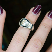 Vintage Sterling Silver Belt Buckle Ring, Petite Silver and Black Belt Buckle Ring, JCM 925 Buckle Ring, Funky Silver Ring, 925 Jewelry