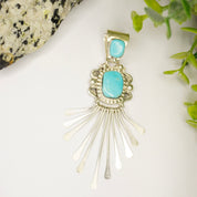 Vintage Native American Sterling Silver Turquoise Pendant, Light Blue Turquoise Pendant With Silver Details, RB 925 Turquoise Pendant